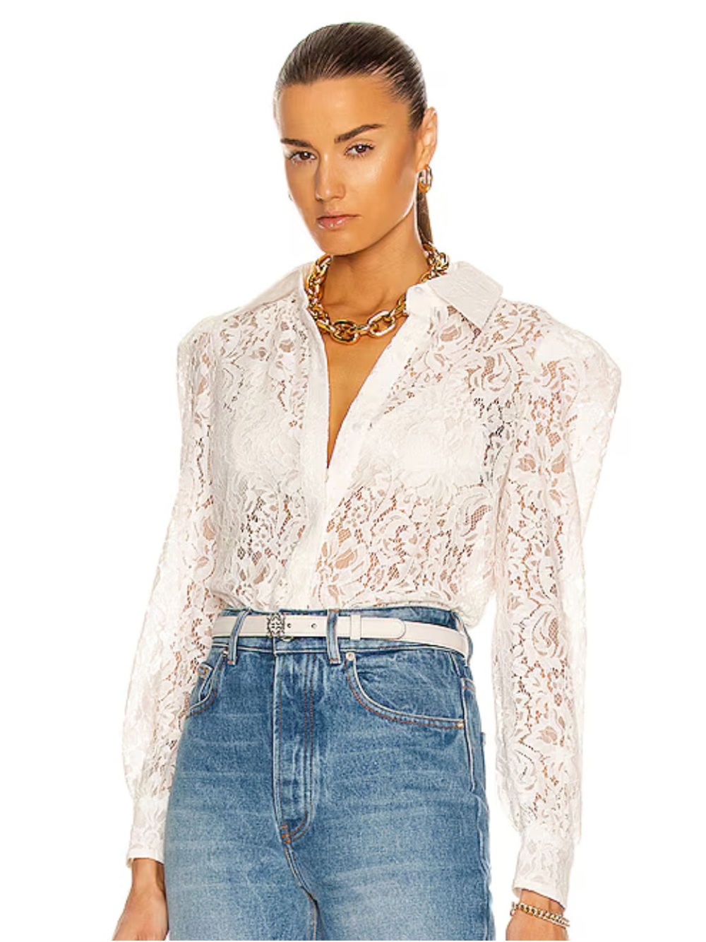 L'AGENCE Jenica Lace Blouse in Ivory S